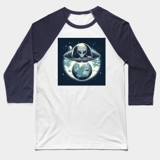 Grey Aliens in a UFO Baseball T-Shirt